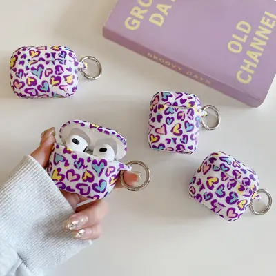 Purple Apple Headphone Case with Keychain Design