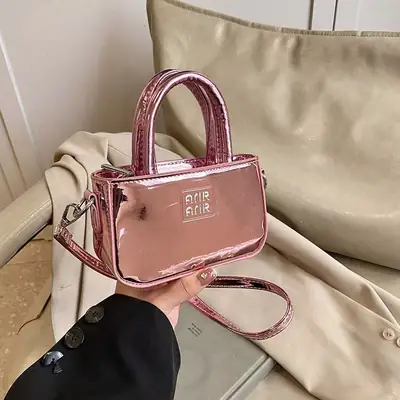 Laser Shiny Pink Mini Crossbody Bag for Girls