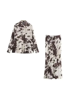 Midi Dress Animal Print Belted Silk Satin