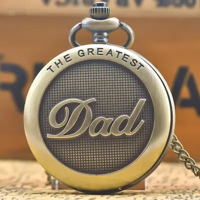Bronze Dad Pocket Watch Necklace for Men