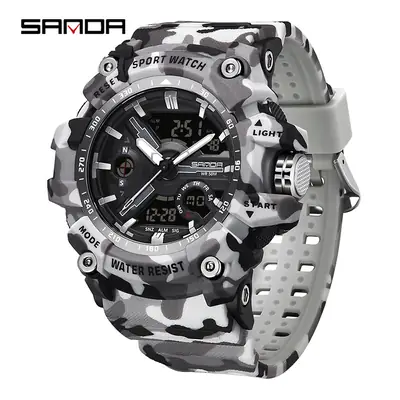 Sanda Military Camouflage Men's Watch Dual Display Luminous