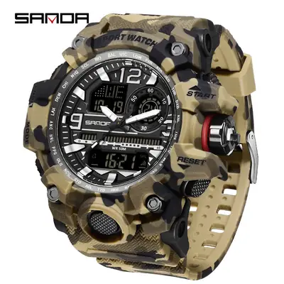 SANDA Camouflage Double Display Men's Watch