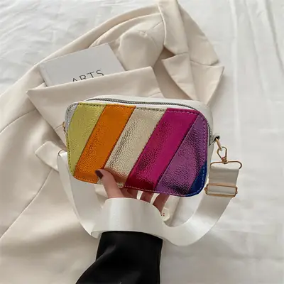 Rainbow Color Matching Crossbody Bag for Women 2025