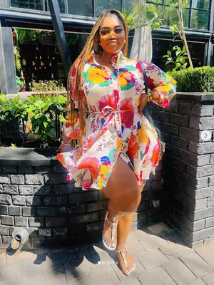 Printed Loose Sleeve Dress for Women with Colorful Design