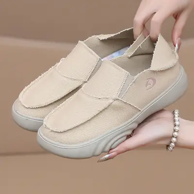 Women's Black Slip-On Casual Shoes with Soft White Sole