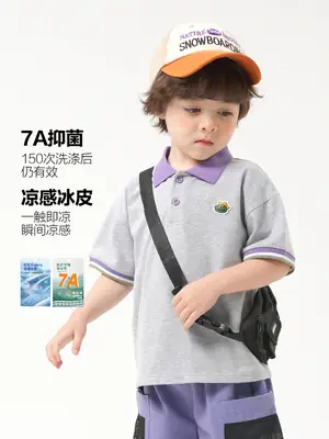 Right European Boys Grey Polo Shirt Short Sleeve Summer