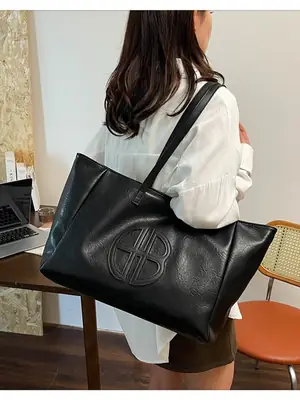 Black Leather Shoulder Bag for Women 2025 Spring Summer