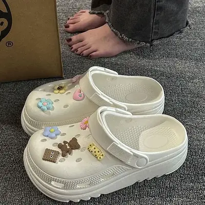 Girls Beach Clogs White EVA Non-Slip Summer Sandals