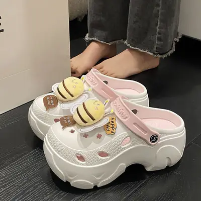 Women's Cute Cheese Sandals White Pink EVA Non-slip
