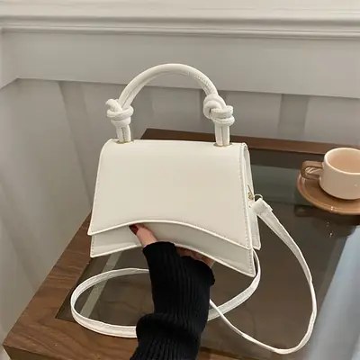 White Patent Leather Shoulder Bag for Women 2025 Spring Summer