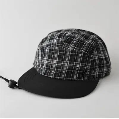 Japanese Plaid Drawstring Cap for Men Women