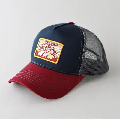 Men's Green Embroidered Mesh Cap with Orange Back