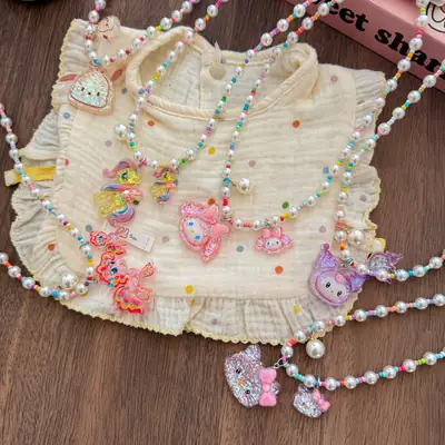 New Cartoon Kroomi Children's Necklace Little Girl Colorful Beaded Neck Chain