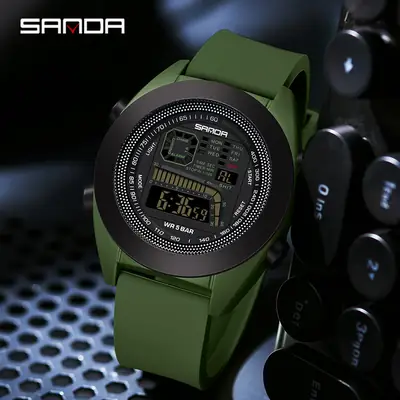 Sanda Digital Fitness Watch Black Waterproof Night Vision
