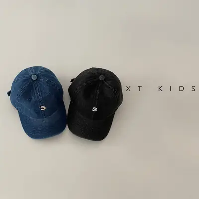 Children's Denim Sunshade Cap with Letter Embroidery