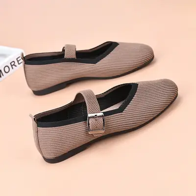 Cross-Border Large Size Popular Women's Breathable Mesh Square Toe Casual Shoes Soft Lightweight Breathable Inner Mother's Shoes
