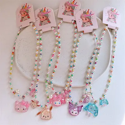 Cute Children's Rainbow Sequins Pearl Clavicle Necklace