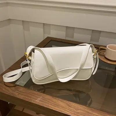 White Patent Leather Shoulder Bag for Women 2025