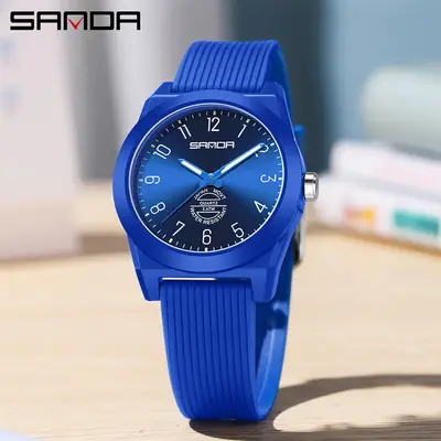 Sanda Black Quartz Watch for Men Women Casual Outdoor Sports Waterproof