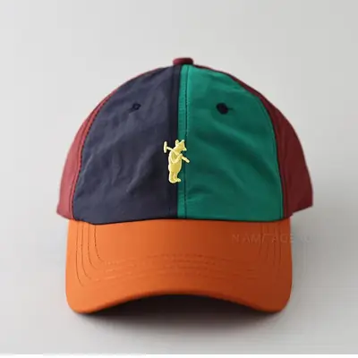 New Bear Embroidered Baseball Cap Dark Blue Green Orange