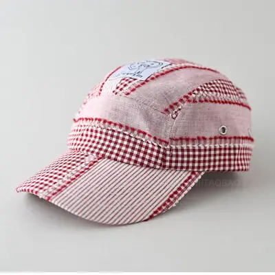Japanese Plaid Baseball Cap Women Blue White