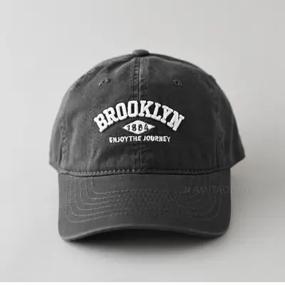 White Washed Cotton Baseball Cap with Old Letter Embroidery
