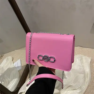 Pink Korean Style Chain Shoulder Bag for Women