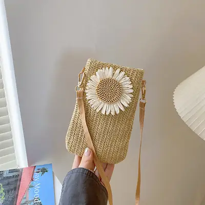 Korean Sunflower Straw Shoulder Bag 2025 Spring
