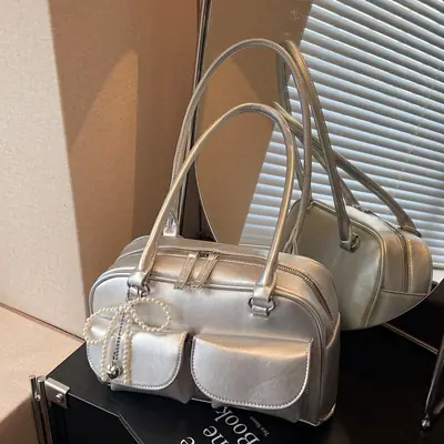 Silver Korean Style Shoulder Bag 2025 New