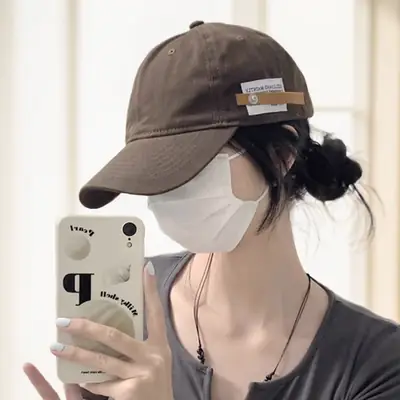 Women Men White Leather Baseball Cap with Lettering