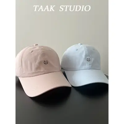Blue Kitten Baseball Cap for Women Spring Japanese Style