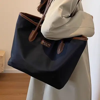 Navy Blue Oxford Tote Bag for Women Large Capacity