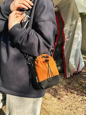 Crossbody Mobile Phone Bag with Water Cup & Drawstring Closure