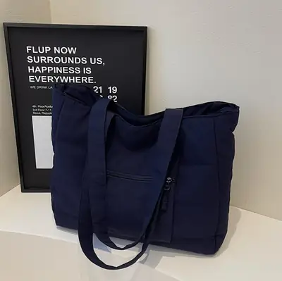 Navy Blue Large Capacity Shoulder Bag for Women