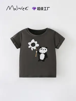 Malwee Boys T-Shirt Black Summer Round Neck Short Sleeve