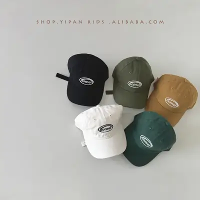 Kids Blue Baseball Cap with Letter Embroidery