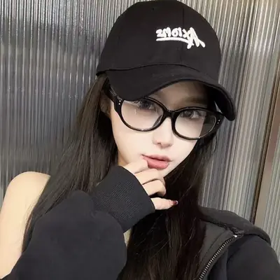 Women Korean Letter Cap Navy Baseball