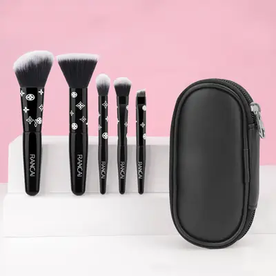 5 Mini Pink Makeup Brushes Set for Beginners