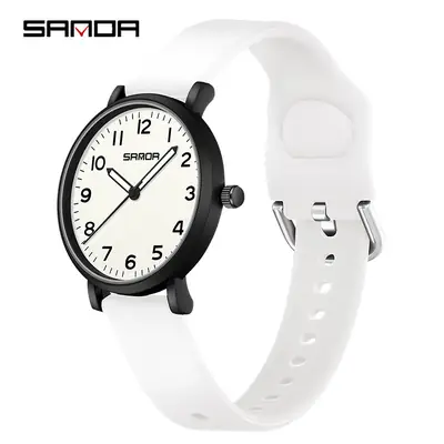 Sanda Black Quartz Watch Large Plate Waterproof