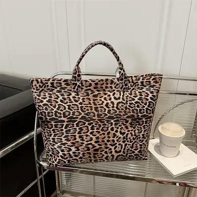 European American Leopard Print Large Tote Bag Women