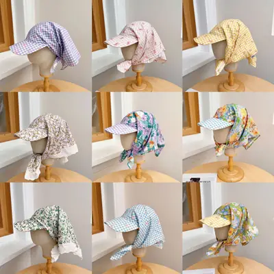 Japanese-style Korean-style Fashion All-match Plaid Fresh Tapes Cap Women's Summer Sunscreen and Sunshade All-match Photograph Cap