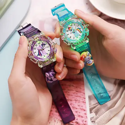 New Luminous Children's Watch Anime Cartoon Pony Doll Pointer Quartz Watch Male and Female Student Sports Electronic
