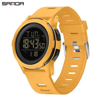 SANDA Yellow Digital Watch for Students Outdoor Use