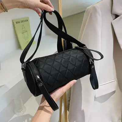 2025 Black Quilted Shoulder Crossbody Bag for Women