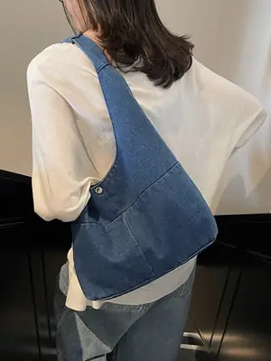 2025 Spring Denim Tote Bag One Shoulder Casual All Match