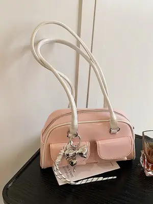 Pink Cross-Border Shoulder Bag with Diamond Charm