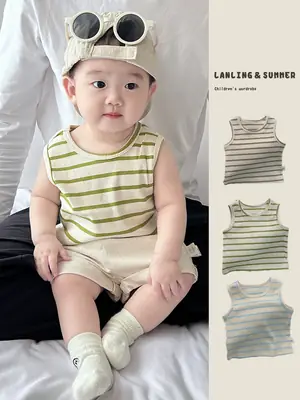 Baby Summer Striped Vest Vestless Top for Boys