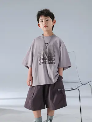 Boys Short Sleeve T-Shirt Shorts Set Purple 2026