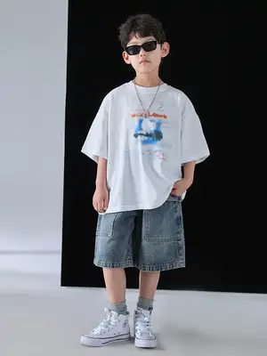 Boys Summer T-Shirt Shorts Set Korean Kids 2025