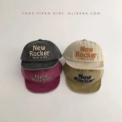 New Letter Embroidered Baby Cap Maroon Black Beige